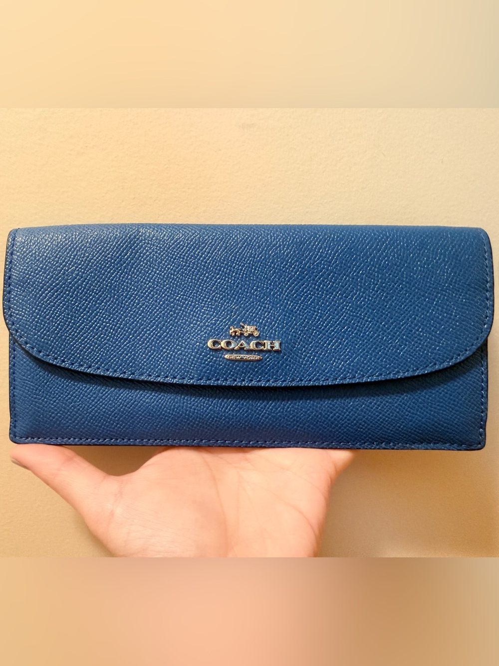 Coach - Saffiano Leather- Blue Continental Wallet